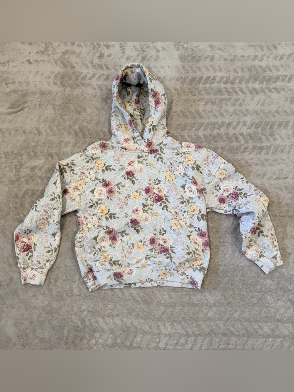 Abercrombie & Fitch Gray Floral Rose Print Soft Collection Hoodie Medium